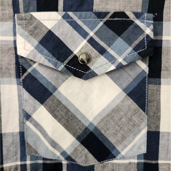 Roebuck &‎ Co Western Blue Gray Plaid Snap Front Shirt Men's XL NWOT - Picture 5 of 9